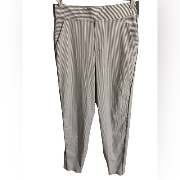 Athleta Brooklyn Textured Ankle Pant Size 6 vertical stripes white gray - Picture 7 of 14